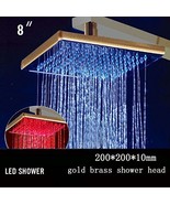 Cascada 8 Inch Square Multi Color LED Rain Shower Head, Gold Finish - £148.58 GBP