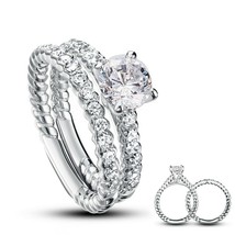 2pcs ensemble de mariage bague de fiançailles de mariage créé diamant 14k... - £57.16 GBP