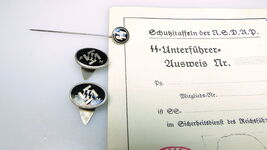 WWII German SS Cufflinks? Lapel Buttons? Stickpin &amp; Card - $475.00