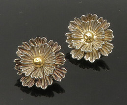 ESPO SIG 925 Silver &amp; 14K GOLD - Vintage Flower Non Pierce Earrings - EG11091 - £114.11 GBP