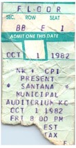 Vintage Santana Ticket Stub October 1 1982 Municipal Auditorium Kansas City - £19.46 GBP