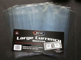 20 Loose BCW Soft Sleeve Large Dollar Bill Currency Sleeve Protectors Ho... - $3.75