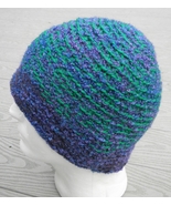 Sharp and Cozy Blue/Green Medium Size Crocheted Beanie - Handmade by Mic... - £26.07 GBP