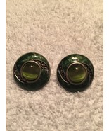 Enamel Earrings With Cats Eye Stone  - $20.00