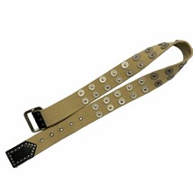 Vintage 1964 Yell Industry Ins. Mens Studded Belt Khaki Buckle Casual 34-38 - $17.70