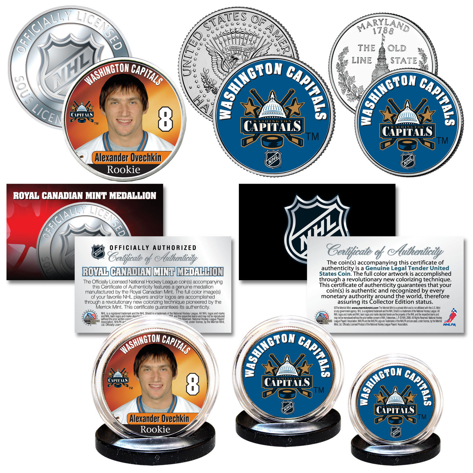 2018 WASHINGTON CAPITALS Ovechkin Rookie Stanley Cup Champions NHL 3-Coin Set - £14.88 GBP