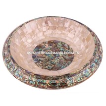 12&quot; Marble Inlaid Bowl Pauashell Mother of Pearl Stone Housewarming Deco... - £267.13 GBP