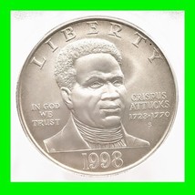 Crispus Attucks 1998-S Black Revolutionary War Patriots Silver Dollar MS 69 ICG - £77.61 GBP