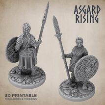 3D Printed Asgard Rising Resin Shield Maiden 28mm-32mm Ragnarok D&amp;D - $5.84+