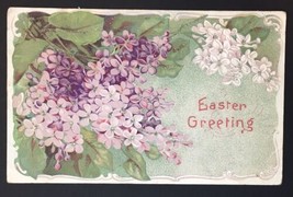 Antique Easter Greeting Card Unposted Purple  Flowers - £7.09 GBP