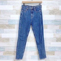 American Eagle Striped Mom Jeans Blue White 11&quot; High Rise No Stretch Wom... - £27.68 GBP