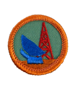 Girl Scout Patch Badge Science in Action 1980s Version Orange Satellite ... - $5.89