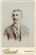 Circa 1880&#39;S Cabinet Card Handsome Man Mustache Suit Hagendorff Milwaukee, Wi - £9.71 GBP