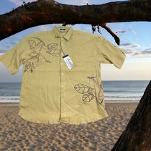 NWT VTG Tan Hawaiian Lightweight Short Sleeve Button Up Shirt Clench Jeans - $9.75