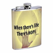 Life Hope Hip Flask Stainless Steel 8 Oz Silver Drinking Whiskey Spirits Em1 - £7.88 GBP