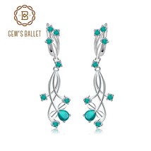 Fine Jewelry 2.88ct Natural Green Agate Bridal Drop Earrings For Women 925 Sterl - £53.48 GBP