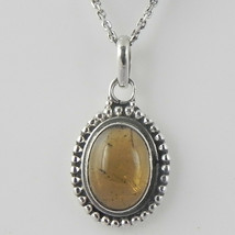 925 Sterling Silver Citrine Handmade Necklace 18&quot; Chain Festive Gift PS-1922 - £22.40 GBP