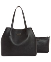 GUESS Vikky Black Leather Large Tote - $58.41