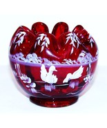 FENTON ART GLASS RUBY HAND PAINTED SWANS MARY GREGORY SHELLEY FENTON ROS... - €64,48 EUR