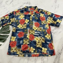 Quicksilver Mens Vintage Y2k Hawaiian Shirt Size M Blue Red Tropical Surfer Tiki - £21.94 GBP