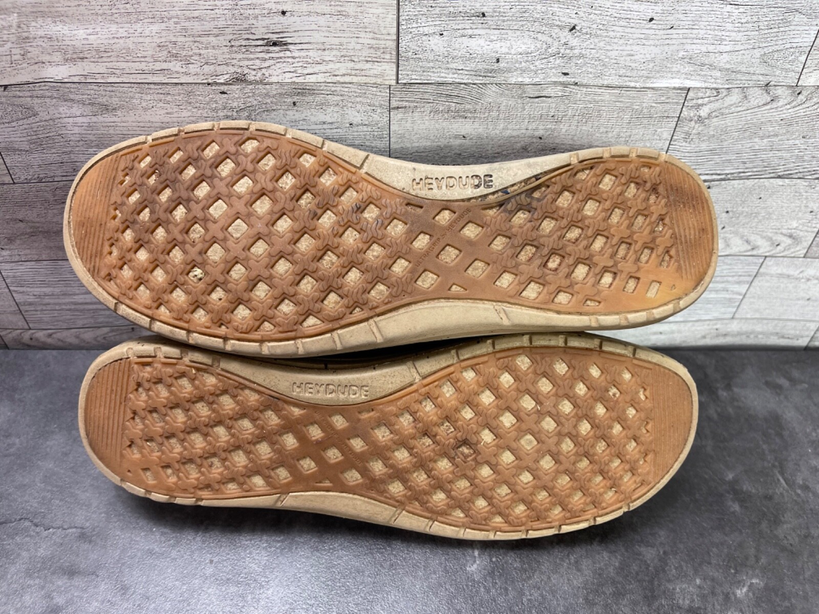 Hey Dude Loafers Men 12 M Welsh Shoes Brown Gray Canvas Slip On Casual Beach Item image 14