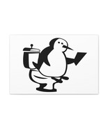 Cartoon Penguin Reading Newspaper On Toilet Funny Canvas Wall Art for Ho... - £64.33 GBP+