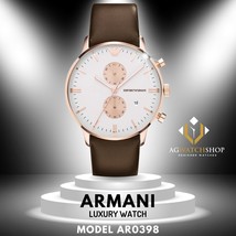 Emporio Armani Men’s Quartz Leather Strap White Dial 43mm Watch AR0398 - $130.91