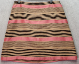 LOFT Straight &amp; Pencil Skirts Women Size 8 Pink Tan Striped Linen Lined Back Zip - £18.13 GBP