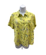 Monet Mens L Size short sleeve Hawaiian button-down shirts yellow - $28.49