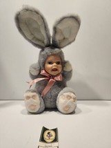 Cuddle Kids 2001 Geppeddo Bunny Rabbit with Porcelain Baby Doll Face Plush Body - £14.73 GBP