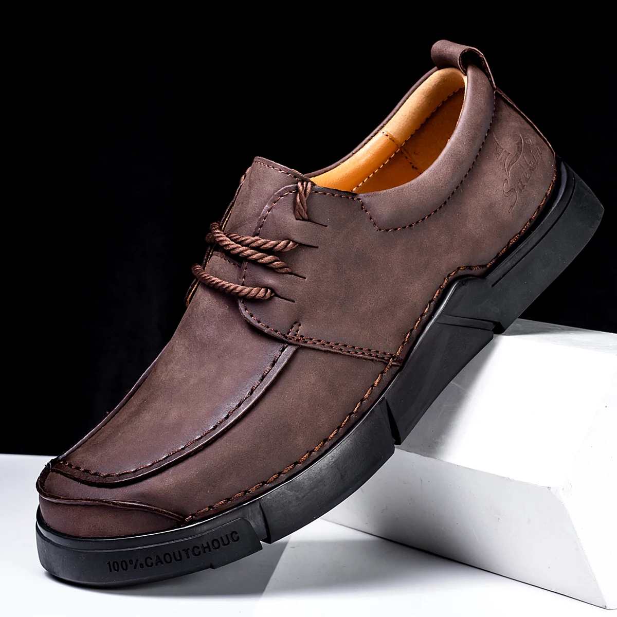 Intage hand stitching soft business casual genuine leather loafers boots handmade shoes thumb200