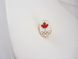 Canadian Maple Leaf pinback Olympic Rings Lapel tie Pin  Vintage Canada - $35.00