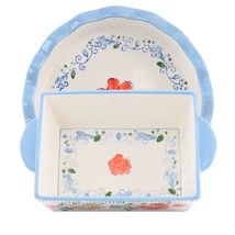 Gibson Elite Anaya 2 Piece Stoneware Bakeware Set with Hand Painted Designs - $51.44