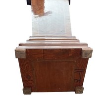 Antique Style Wooden Urn Pedestal Column w/ Brass Urn Crest Inlay 49” image 10