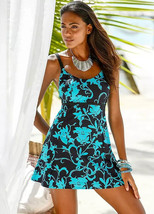 BON PRIX Turquoise/Black Floral Swimdress  Plus UK 16 (fm30-32) - £24.36 GBP