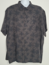 Nat Nast Shirt Mens XXL 2XL Gray Black Palm Silk Blend Button Short Sleeve Hawai - £15.62 GBP