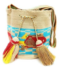 Handmade Wayuu Crochet Tote Bag, Woven Mochila, Colombian Tribal Bag, Be... - $96.04