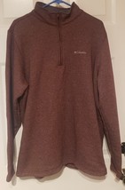 Columbia Sweater Mens XL Burgundy Fleece Lined Pullover Quarter Zip Outdoor - £13.40 GBP