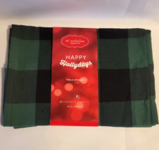 St Nicholas Square Happy Holidays Green Plaid Table Runner 90&quot; - £15.32 GBP