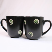 Set Of 2 Gibson Designs Allegory Coffee Mugs Green Cream &amp; Black Color Tea Cups - £8.80 GBP