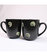 Set Of 2 Gibson Designs Allegory Coffee Mugs Green Cream &amp; Black Color T... - £8.83 GBP
