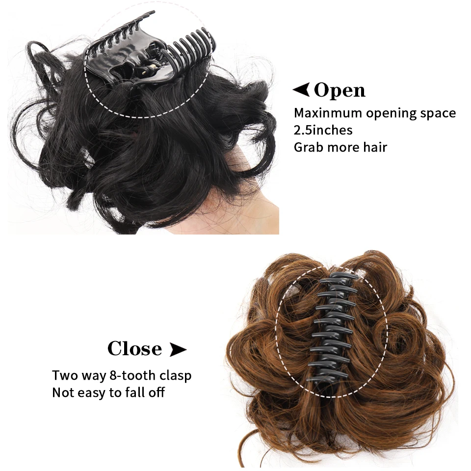 Play HUAYA Messy Curly Short Synthetic Hair Extension Chignon Donut Roller Bun W - £23.12 GBP