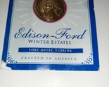 Edison &amp; Ford Winter Estates Antiqued Solid Brass Commemorative Coin 1997 - £14.38 GBP