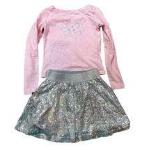 American Girl Snow Pretty Pink Top &amp; Silver Sparkle Skirt for Girls Smal... - $38.40