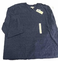 Mens Sweater 3XLT Lightweight V-neck Navy Blue Heather 100% Cotton Classic Style - £16.42 GBP