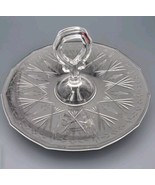 Serving Platter with Center Handle  10.75&quot; x 5&quot; Clear Elegant Etched Gla... - £12.18 GBP