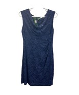 LAUREN Ralph Lauren Lace Dress Blue Size 16 Sequins Sleeveless Cowl Neck... - £59.19 GBP