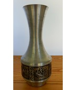 Astri Holthe Norsk Tinn Pewter Vase Norwegian Viking Queen raised panels - $29.99