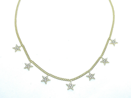 ADIRFINE 925 Solid Sterling Silver Star Charm Choker Necklace - £47.25 GBP