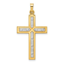 14K W/Rhodium Polished and Satin Cross Pendant XR1566 - £224.16 GBP